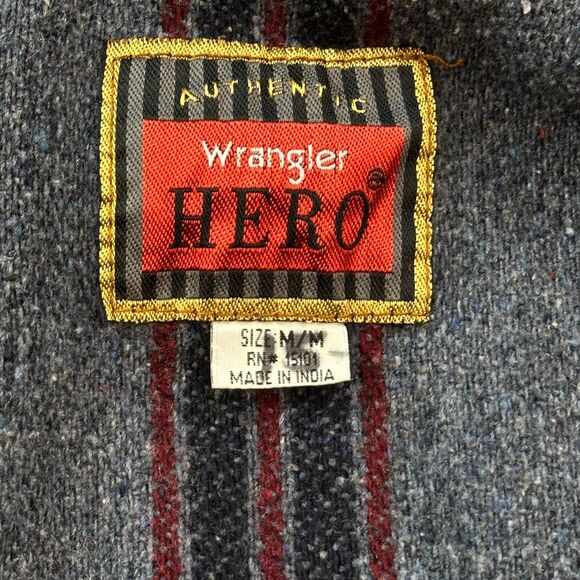 Vintage Wrangler hero Jacket Mens Medium Blue Denim Blanket Lined Utility Chore - Picture 7 of 16